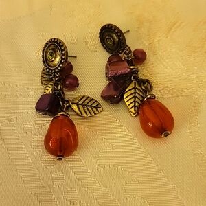 Gold and Stones Drop Earrings